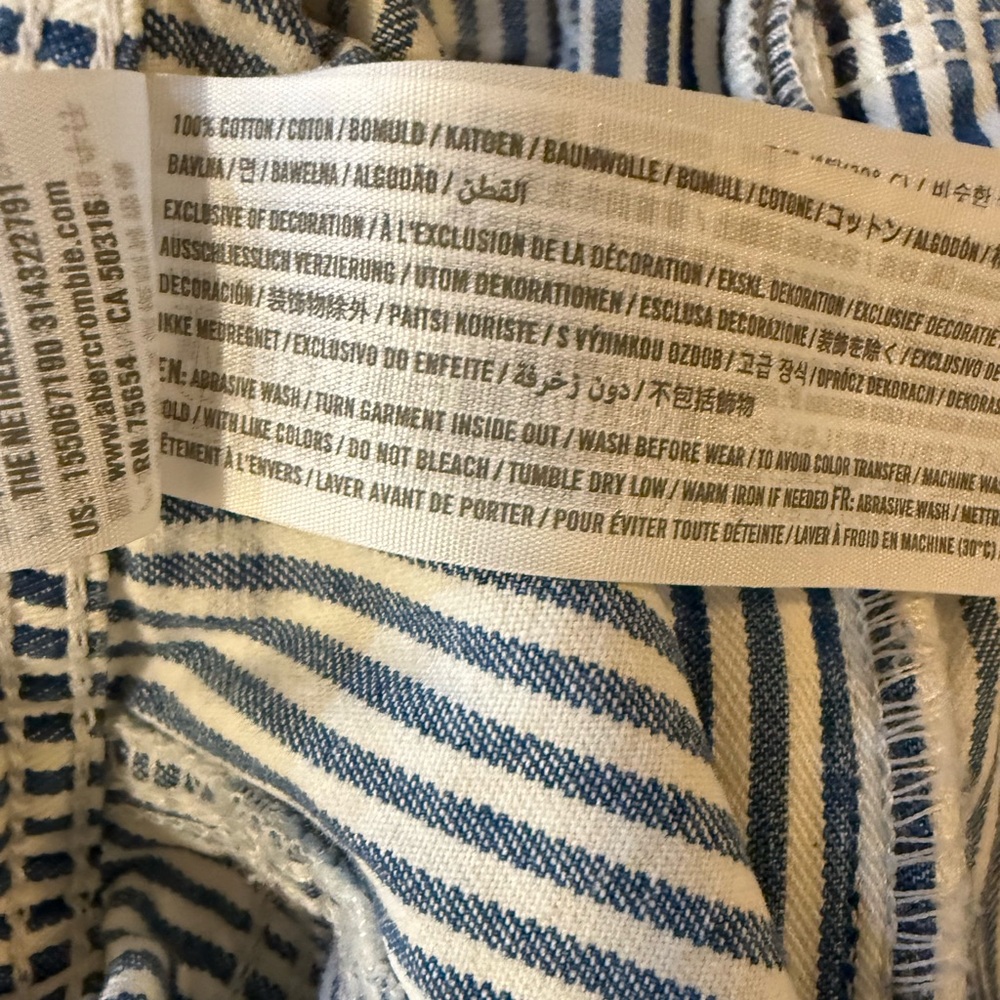 Abercrombie & Fitch Blue and White Striped Overalls, Size XS - Picture 7 of 7